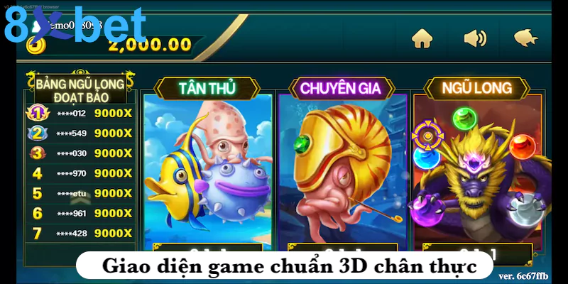 Bắn cá 8xbet - Khám phá game bắn cá đại dương cực hấp dẫn 4 Giao diện game chuẩn 3D chân thực